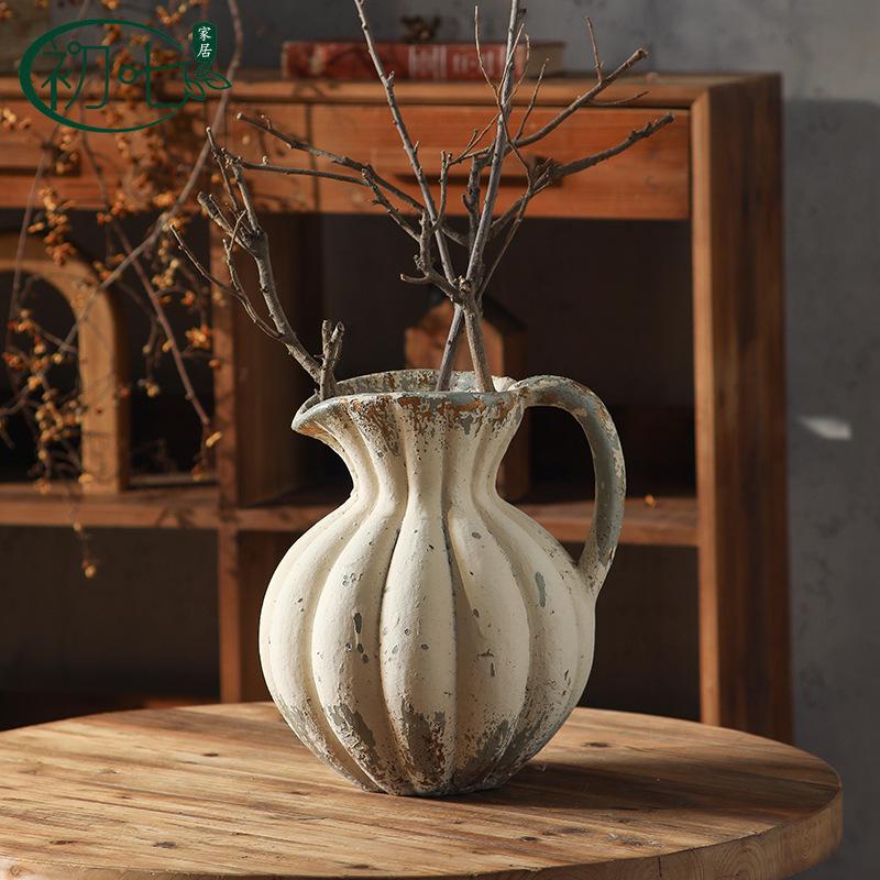 Wabi-sabi Vintage Kettle-Shaped Zen Vase for Dried Flowers