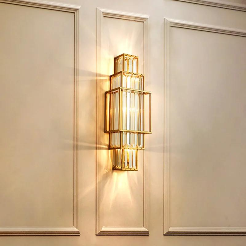 Nordic minimalist luxury glass crystal wall lamp modern design living room home decoration geometry indoor LED lighting fixtures