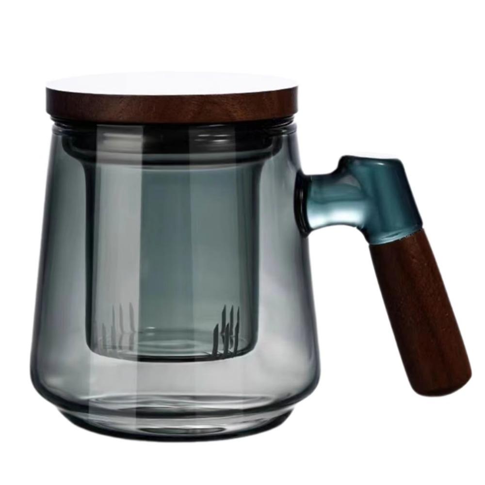 Wood Handle Tea Separation Mug High Borosilicate Glass Clear Teapot Tea Pitcher Afternoon Tea