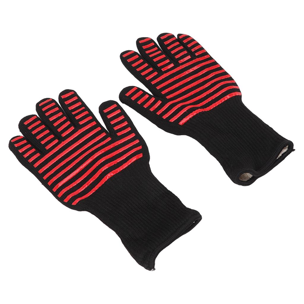 2PCS BBQ Fire Gloves Flame Retardant High Temperature Resistant Microwave Oven Gloves for