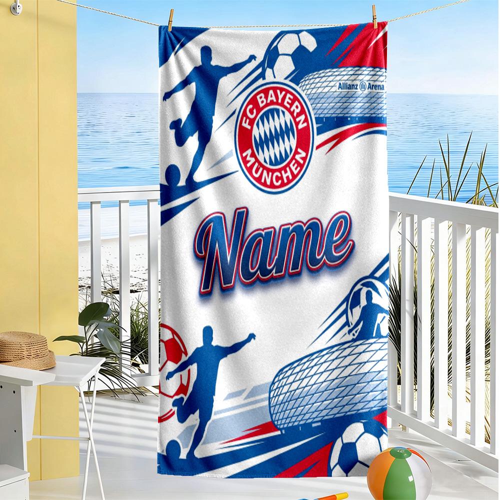 Bayern Munich Soccer Art Customizable Name Beach Towel Super Soft Microfiber Quickdry Fabric