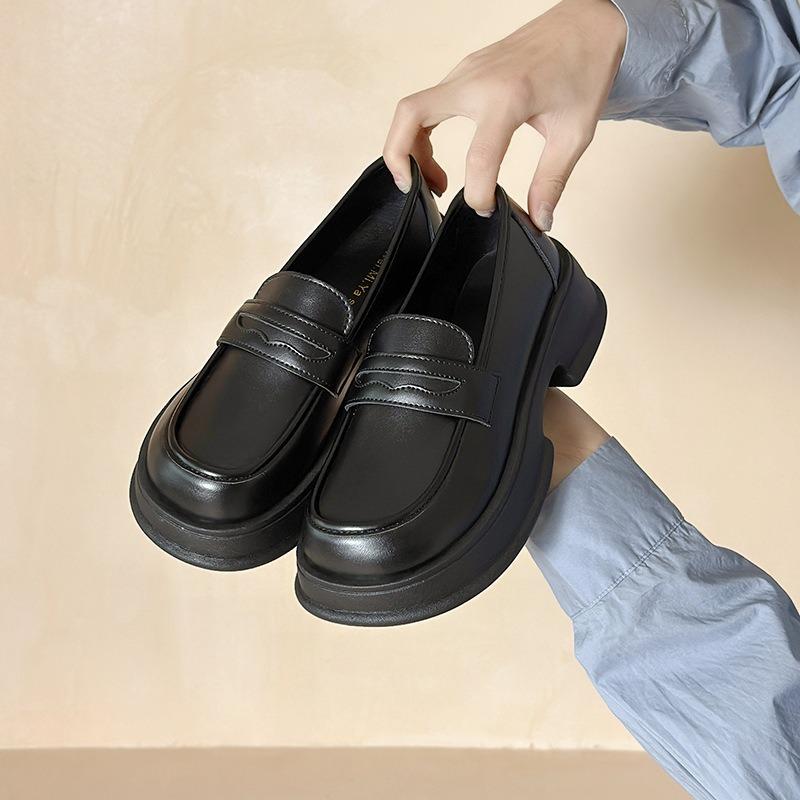 Mary Jane women's shoes platform leather spring and summer new small leather shoes one pedal single shoes