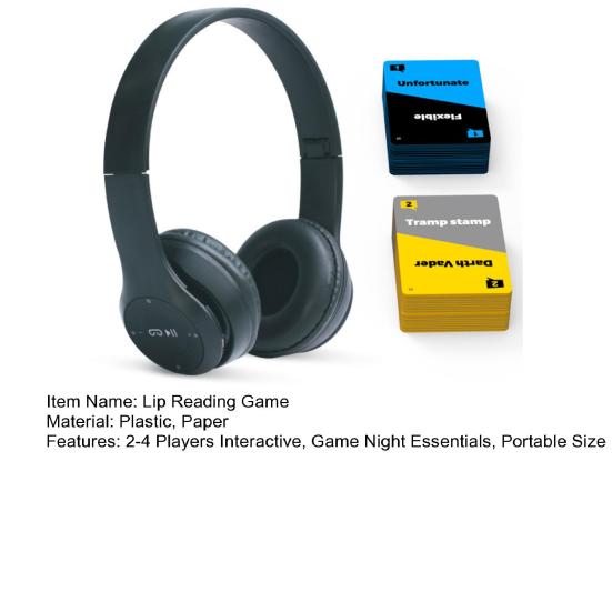 Adults Lip Reading Game with Headphone 40 Cards 2-4 Players Interactive You Say I Speculate Board Game Party Game Night Essentials