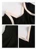 2024 Plus Size Square Neck Slimming Spaghetti Strap Dress & Cardigan Set