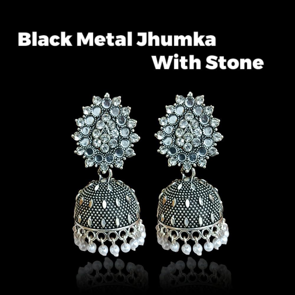 Silver Earrings for Women, Jewellery Set for Women Jhumka, Studs, Rose Gold,White Earrings, Golden Pearl, Traditional Jewellery