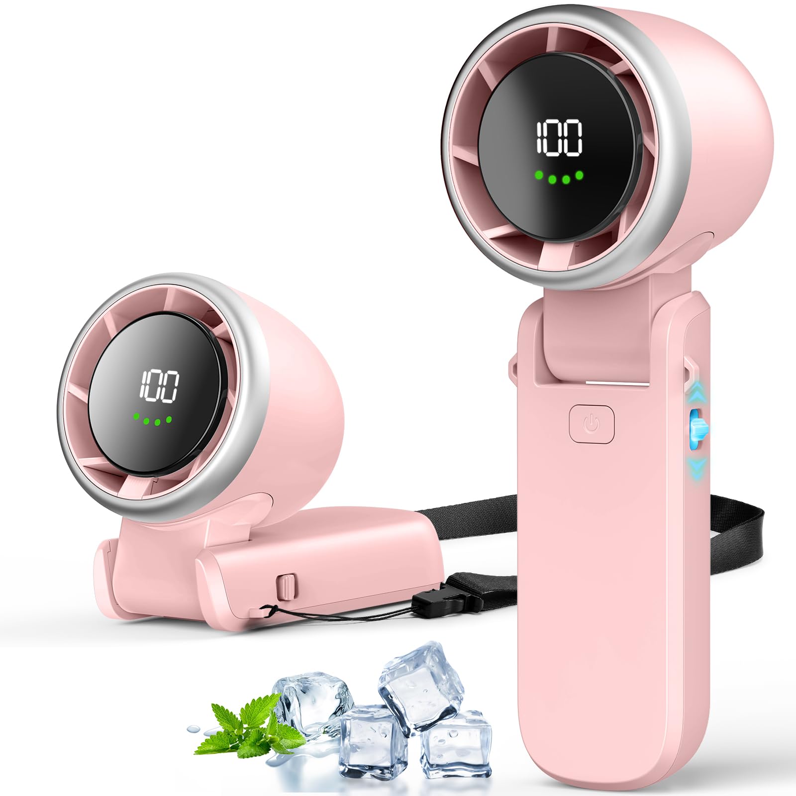 

Ausic Handy Super Strong Instant Mini 100 Speed Powerful 5000mAh High Rechargeable Fast Long Battery Battery Level Neck Heatstroke Heat Outdoor White рожевий