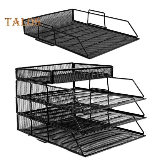 File Rack 3/4 Layers Hollow Mesh Stable Structure Removable Large Capacity Notebook Book Decktop Organizer Paper Letter Stoarge Tray Office Workspace