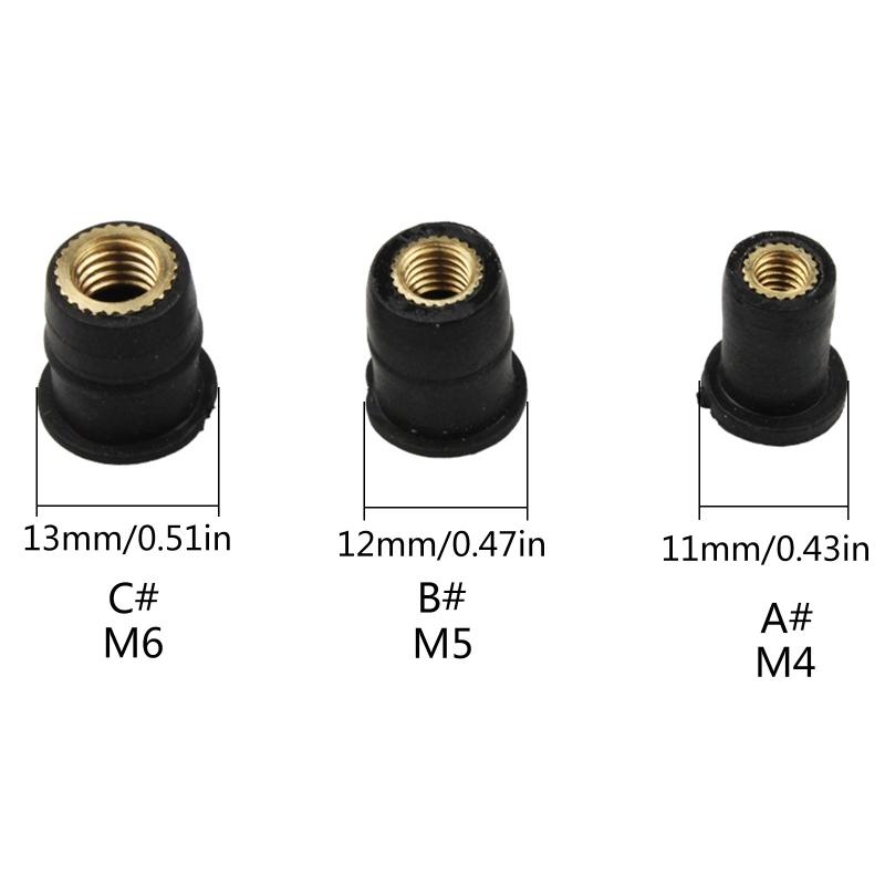 10Pcs M4 M5 M6 Durable Rubber Well Nuts Windshield Bolts for Motorcycles Fairing Mountings Windscreen Fastener