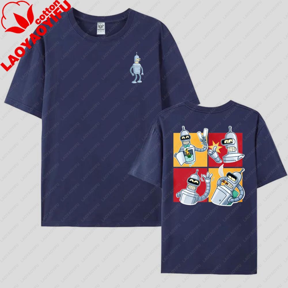 Futurama Bender Robot Cartoon Print Unisex Cotton TShirt Streetwear Summer Fashion Trendy Unisex Women Top  Funny SciFi Lover Tee