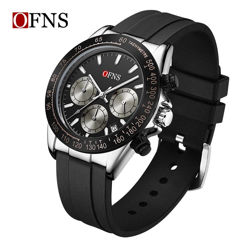 Fashion OFNS 7103 luxurious Men's Quartz Watch Three Eye Six Needle Chronograph Waterproof Night Light Men's Quartz Watch