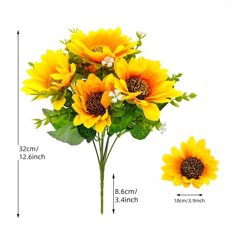 

1/2 шт. Искусственный букет подсолнухов со стеблями, подходит для дома, улицы, помещения, свадьбы, кухни, стола, искусственный цветочный декор 1pc жёлтый