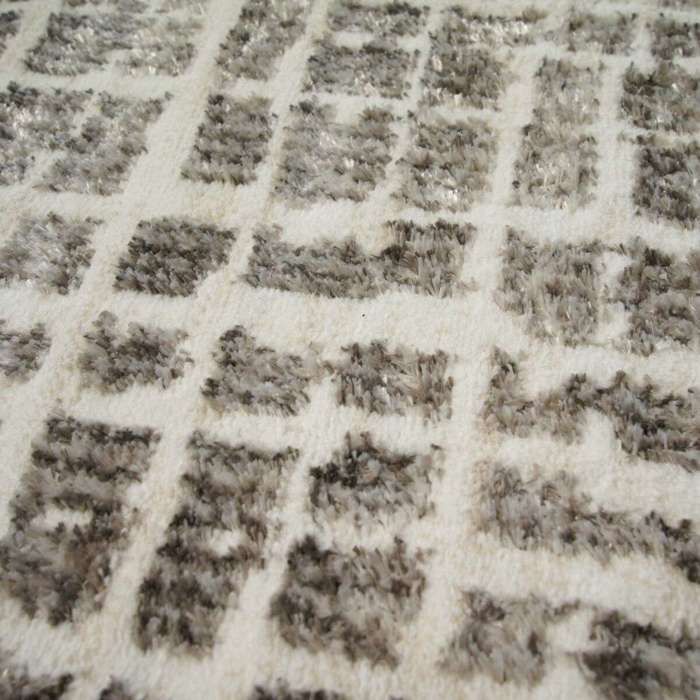 Modern Living Room Rug with Beige Ivory Square Patterns 120x170