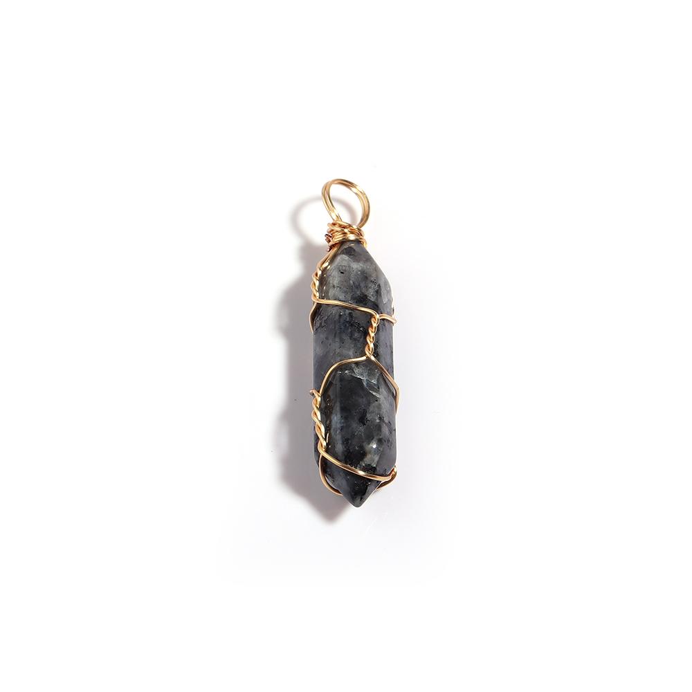 1 Pc Natural Stone Charms 40mm Color Bullet Shaped Handmade Gold Wire Pendants for DIY Necklace Gifts Jewelry Making Accessories