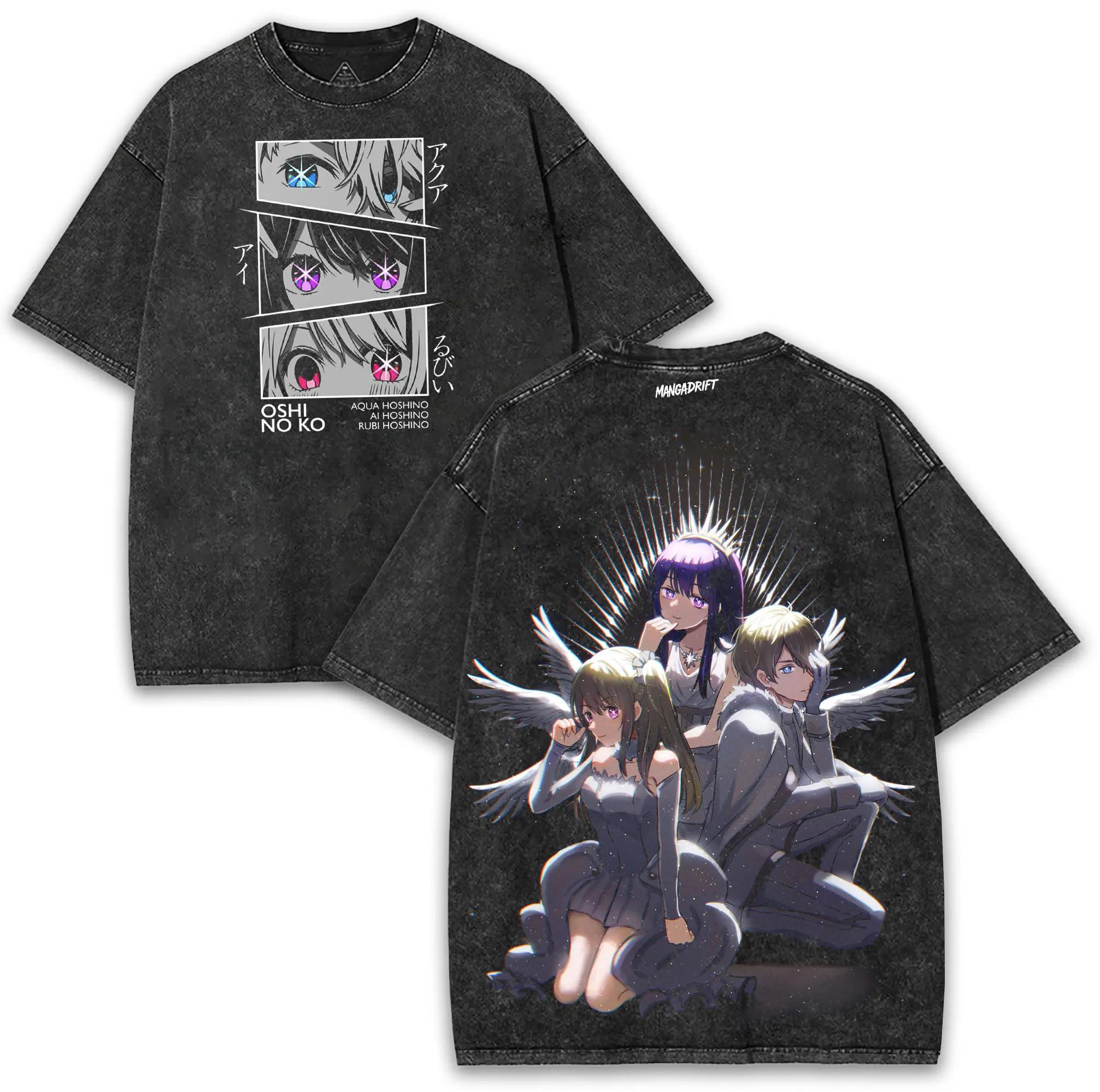 

2026 Anime [OSHI NO KO] T-shirt For Men Clothing Hoshino Ai Short Sleeve Pure Cotton Tee Shirt Gothic Y2k Vintage Washed Tshirts S