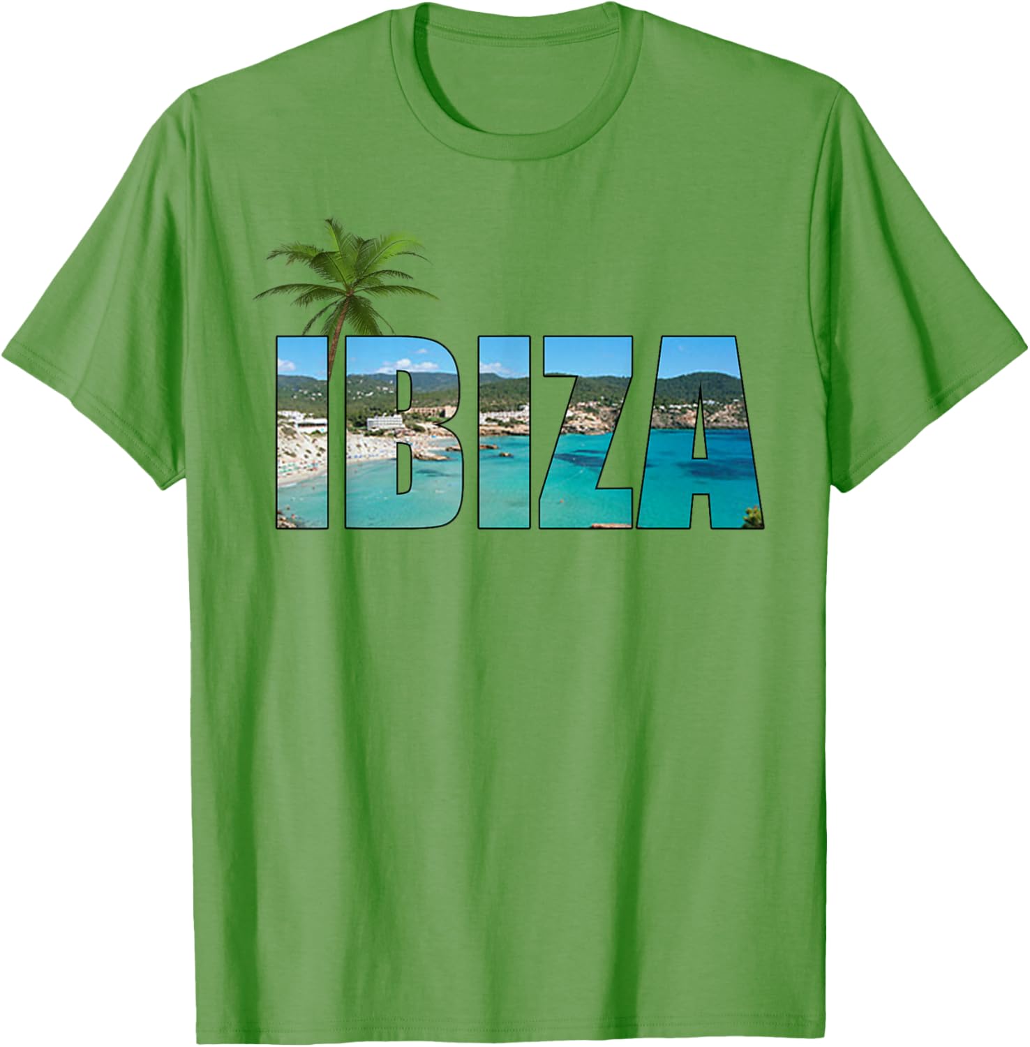 Ibiza Beach Palm Tree Graphic Men s Cotton T-Shirt Casual Summer Daily Vacation Tee S