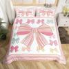 Simple Bow Knot Duvet Cover Twin SizeCartoon Kawaii Bedding SetCute Bows Ribbon Printed Comforter Cover for Girl Women Bedroom