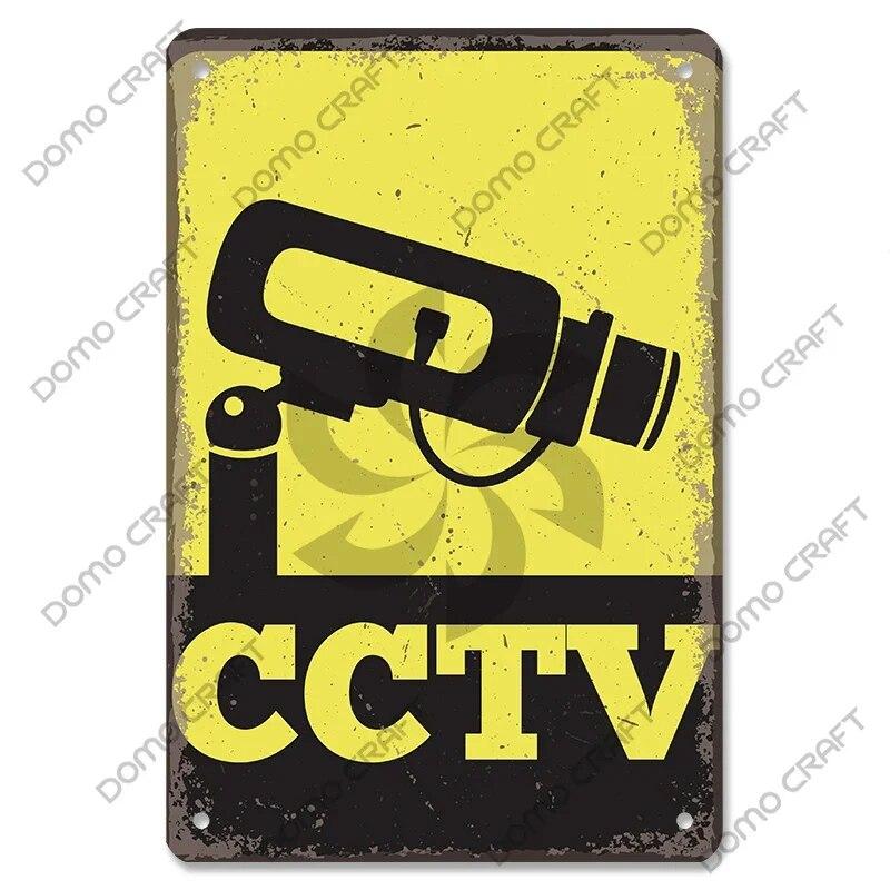 

Ретро предупреждающий плакат для видеонаблюдения, металлическая пластина, 24 часа, камера видеонаблюдения, металлические жестяные вывески, магазин, бар, гостиная, домашний декор стен 20x30cm