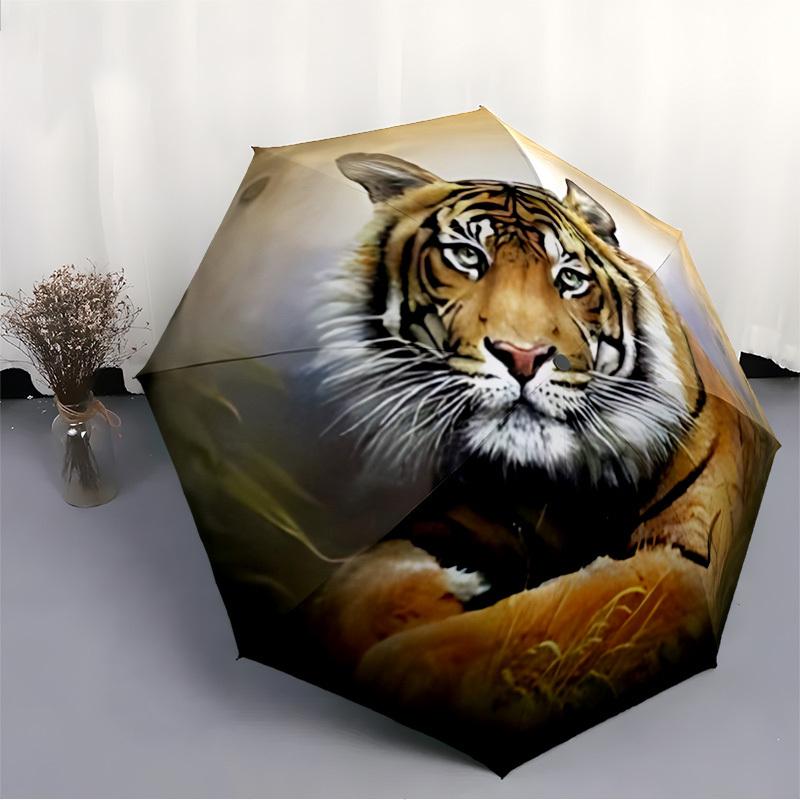 1PC Tiger Print Automatic Open/close, All-Season Portable Folding Umbrella for Women & Men yy250919154