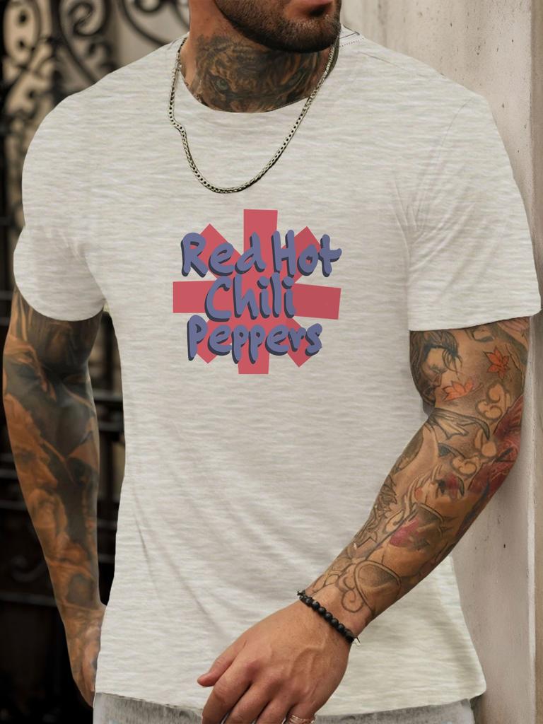 Short Sleeve TShirt Red Hot Chili Peppers Mens 100 Cotton Pattern Printed Shirt Summer Round Neck Breathable Casual Cool Tee