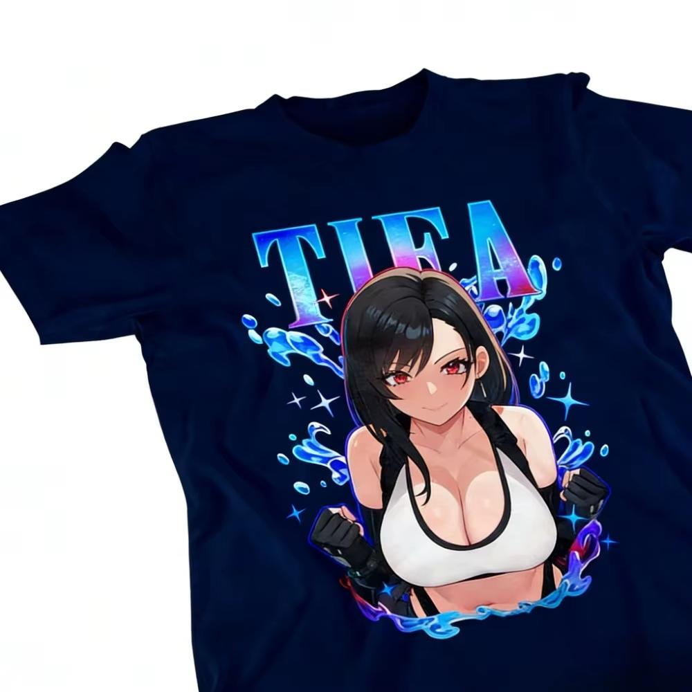 2026 New Summer Tifa Lockhart FF7 Retro Tshirt Waifu Tshirt Final Fantasy 7 Tshirt Mens and Womens Summer Fashion Top