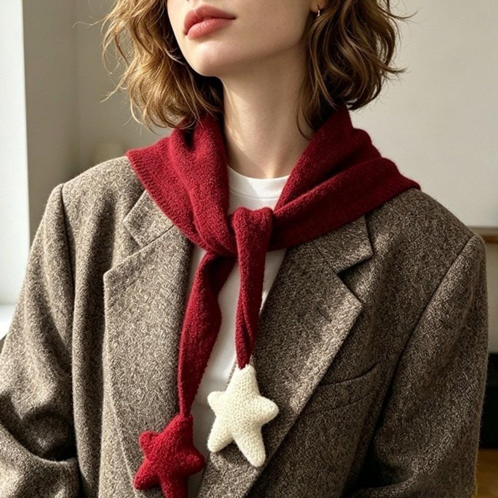 Korean Style Knitted Scarf Star Balls Neck Warmer Scarf New Knitted Shawl Winter