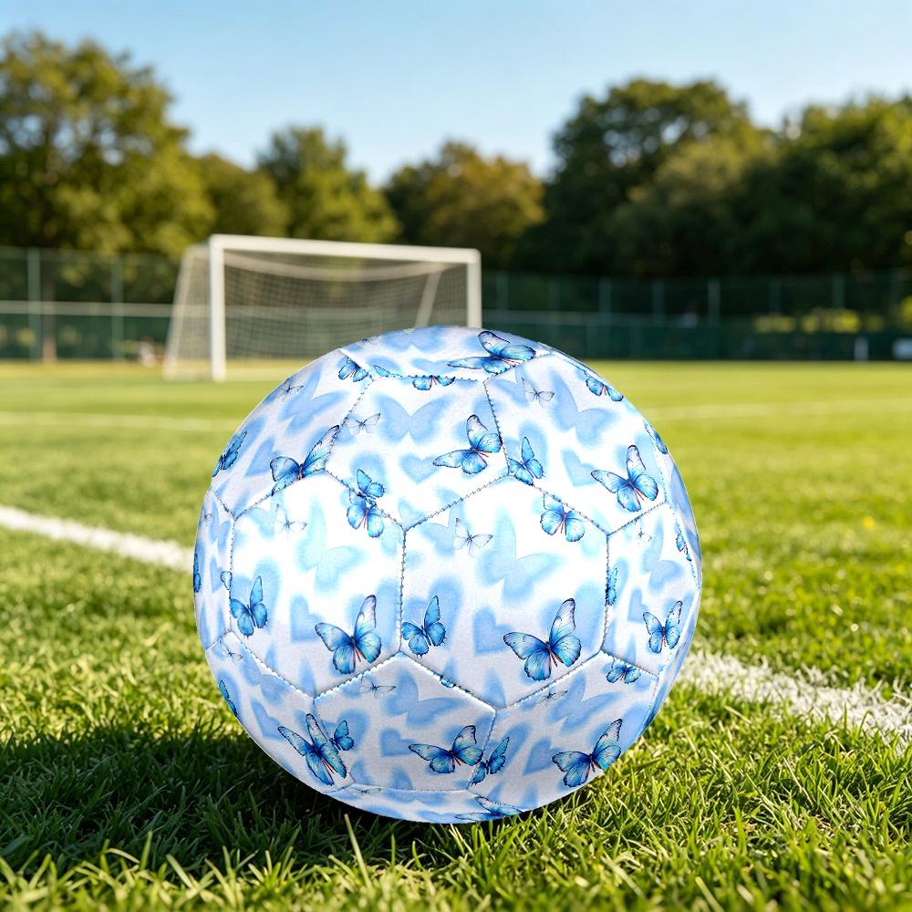 1PC Blue Butterfly Dreams Soccer Ball Size 5 Football Machine Sewn Indoor/Outdoor Universal Football Gift W96