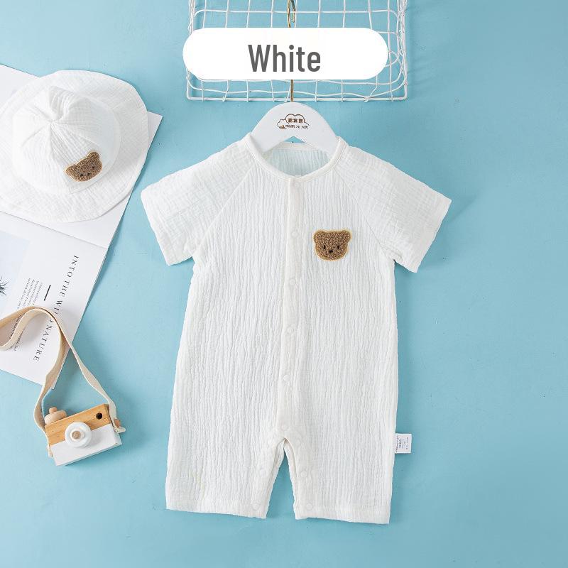 Infant Short Sleeve Summer Pajamas - Pure Cotton Gauze Baby Romper