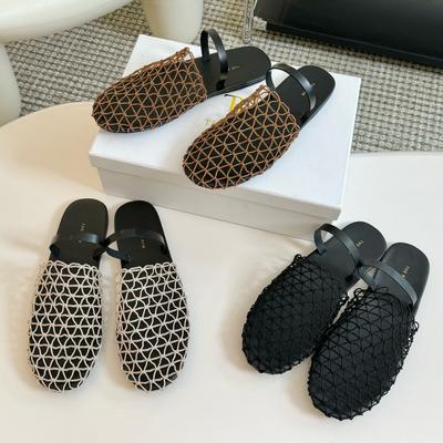 Mode runde Zehen geflochtene flache Sandalen Damen Fersenriemen ausgeschnitten Gladiator Sandalias Mujer Designer gestrickte Sandales Femmes