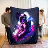 Astronaut Flannel Throw Blanket Out Space Galaxy Star Moon Blanket Comfortable Warm Lightweight for Bed Couch Sofa Decoration