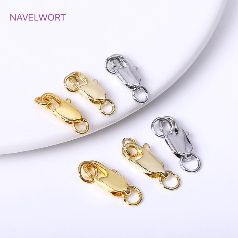 Brass 18K Gold Plated 10/12mm Lobster Clasps Claw Hooks With Closed Rings,Accessories For Jewelry,DIY Accessories Wholesale