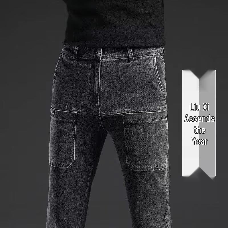 Jeans da Uomo alla Moda Slim Fit Gamba Dritta Multi-tasche Elasticizzati - Collezione Autunno/Inverno