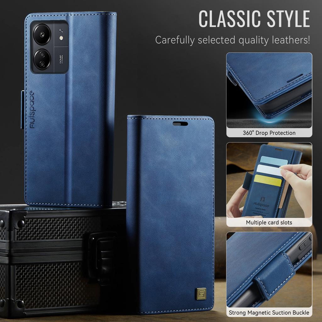 For Xiaomi Redmi 13C/ Redmi 13C 5G Wallet Case with Card Slots & Kickstand, 360° Protection Leather Case