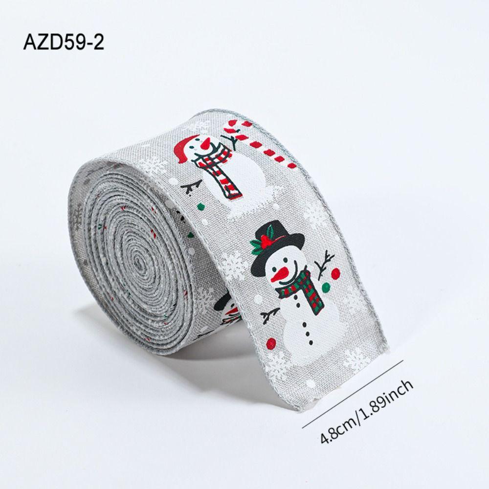 Cartoon 2M/Roll Christmas Tree Ribbon DIY Reinforced Edge Gift Packaging Webbing Snowman Fabric Wreath Making Tool Xmas