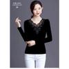 Women's New Velvet and Thickened Autumn Clothes Black Mesh Bottoming Shirt Women's Lace Fashionable Top