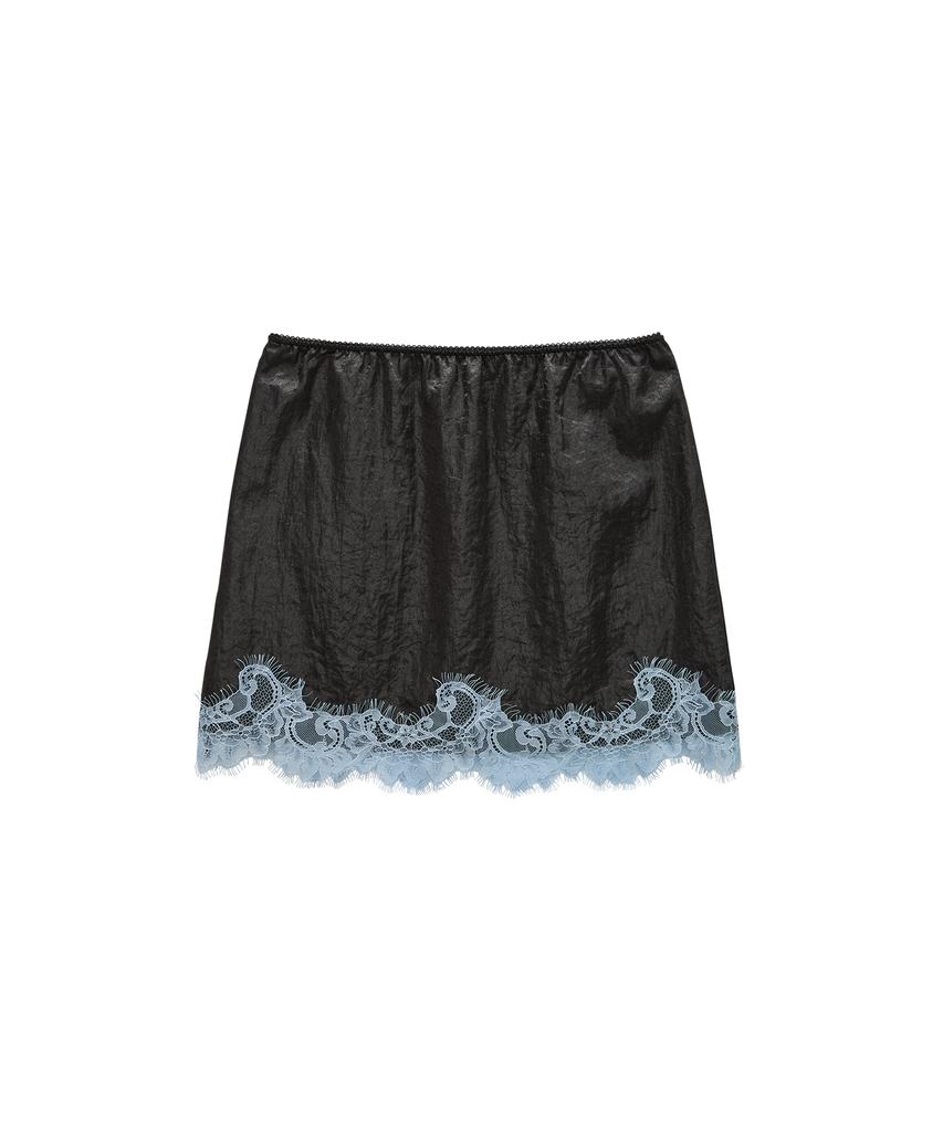 Salon De Yon Banding Lace Satin Skirt_ Charcoal