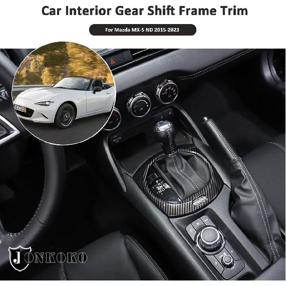 Car Interior Gear Shift Frame Trim Sticker for Mazda MX-5 ND 2015-2023 Center Console Panel Trim Cover Interior Accessories (Carbon Fiber)