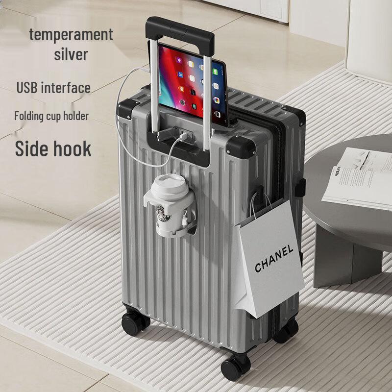 OEING USB Charging Zipper Trolley Luggage 24 inch