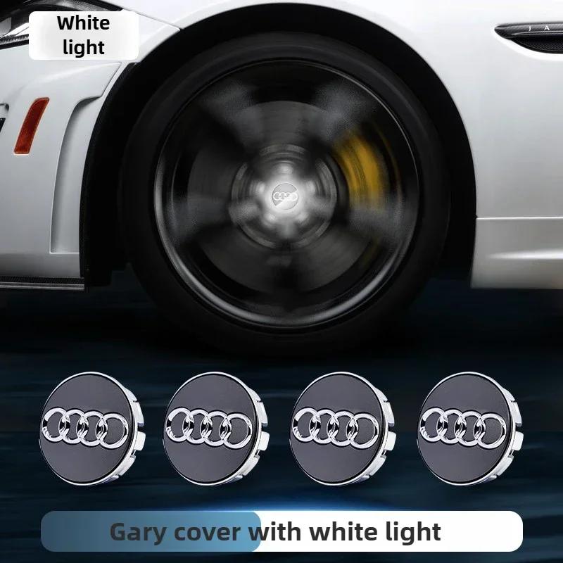 For Audi  A84Pcs 60mm 61mm 69mm LED Wheel Center Hub Cap Light Floating Illuminated Cover for Audi A3 A4 A5 A6 Q3 Q5 Q7 etc