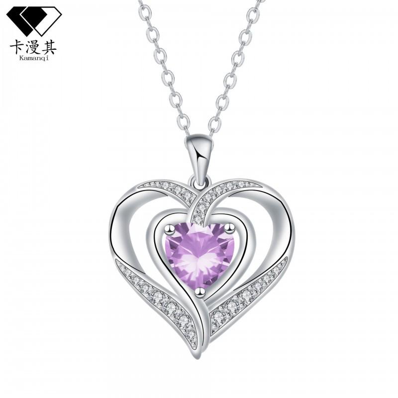 Heart Shape Rhinestone Pendant Necklace Women Copper Chain Fashion Jewelry 2025
