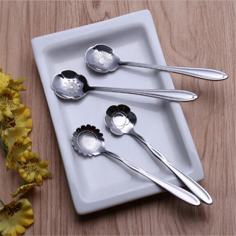 Flower Spoon Afternoon Tea Server Stainless Steel Small Spoon Gold Plated Coffee Rose Spoon
