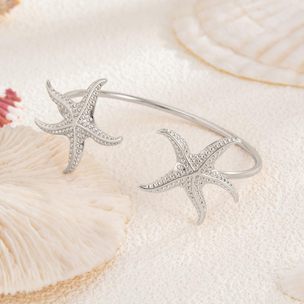 Übertriebenes Boho Offenes Armreif 2025 Neuer Trend Geometrisches Metall Öffnung Verstellbar Seestern Breite Armreifen für Frauen Armbänder Schmuck