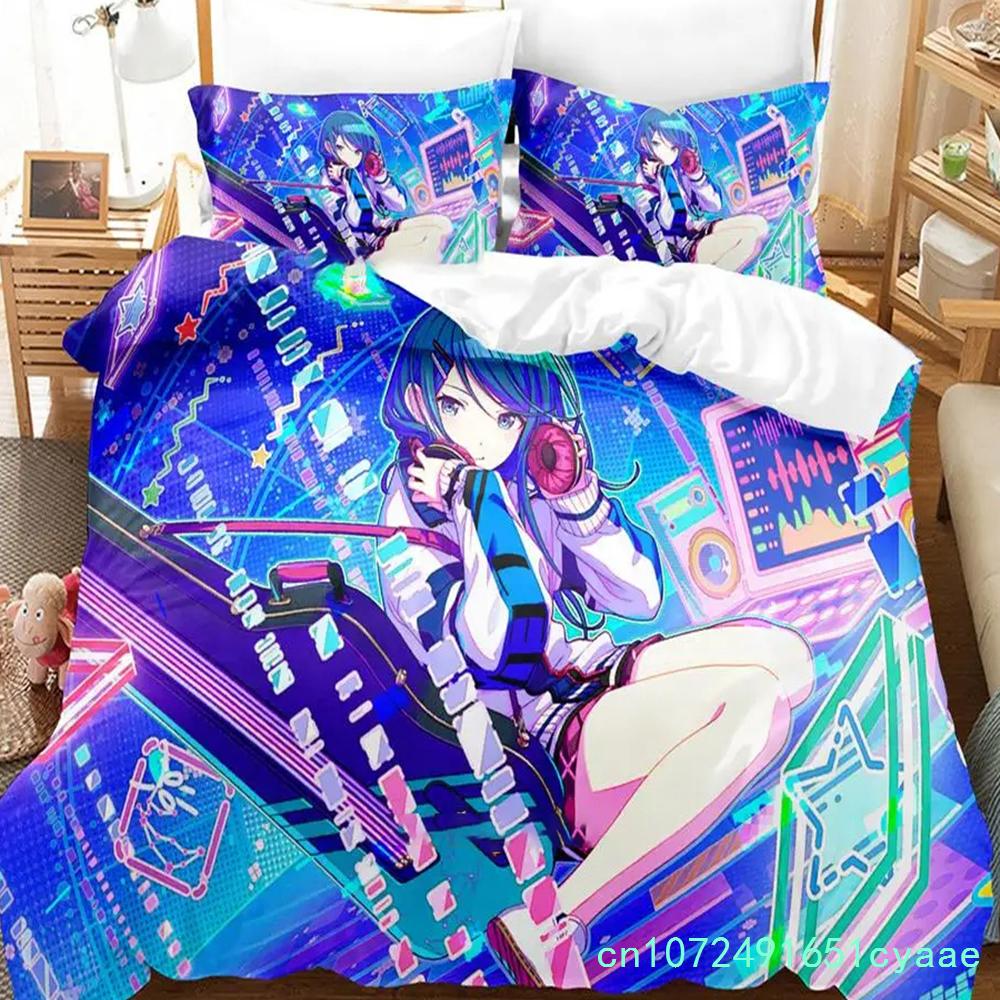 Project SEKAI Hoshino Ichika Set Biancheria da Letto Ragazzi Ragazze Twin Queen Size Copripiumino Federa Letto Bambini Adulti