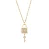 New Design Sense Light Luxury Zircon Crystal Lock Key Pendant Stainless Steel Necklaces For Women Sexy Party Neck Chain Jewelry