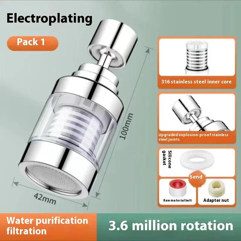 

ZEXEF 3 Modes 360° Rotatable Bubbler High Pressure Faucet Filter Sturdy Kitchen Faucet Filter with Easy Installation срібний