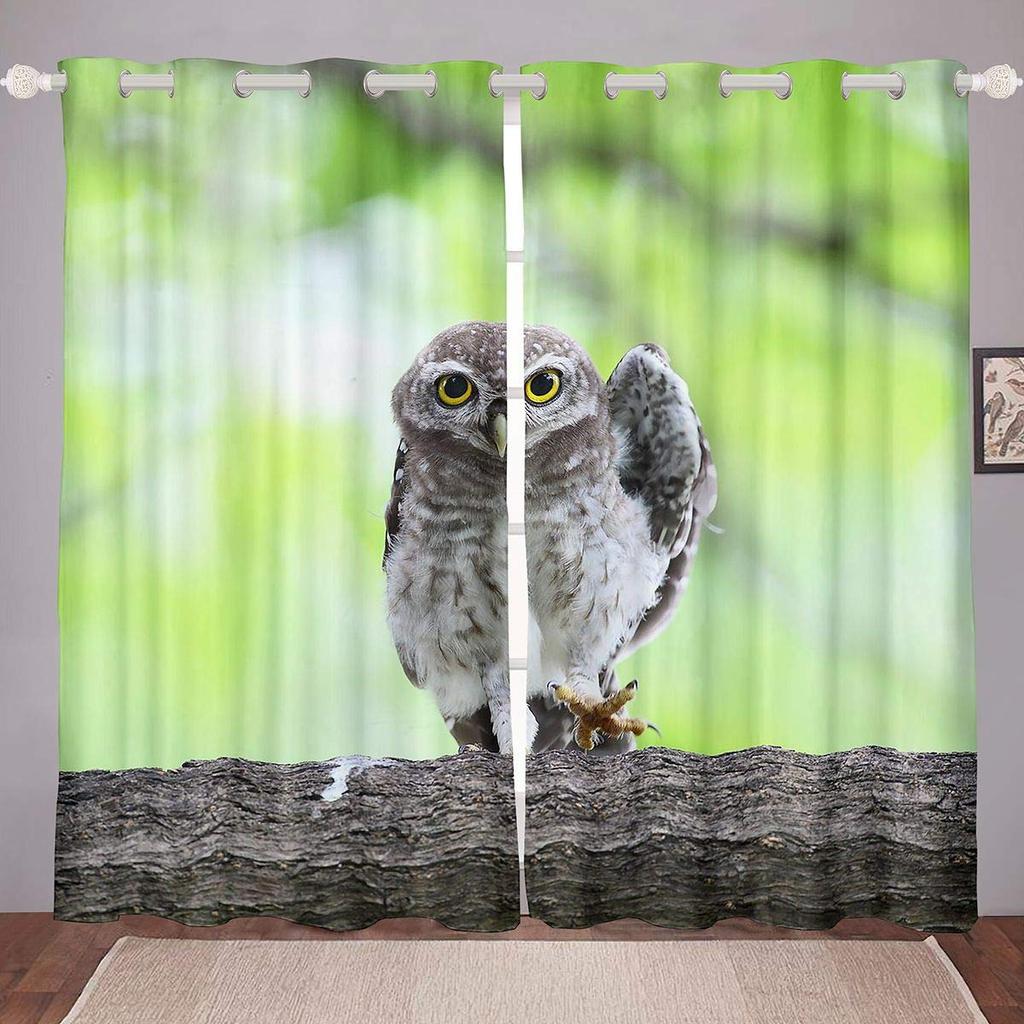 Owl Window Curtains for Bedroom Living Room Cute Owls Curtain Kids Boys Girls Window Drapes Decor Window Treatments 2 Panels