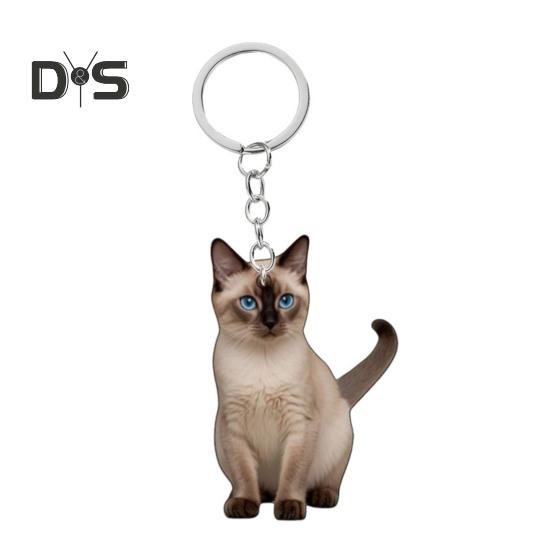 

Брелок для котів Двосторонній 2D плоский акриловий домашній улюбленець, що висить, реалістичний брелок для котів, аксесуари для автомобільних дзеркал, віконних рюкзаків D