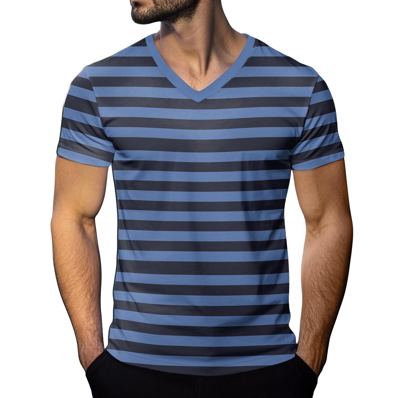 

Мужская модная футболка с коротким рукавом и V-образным вырезом L синий