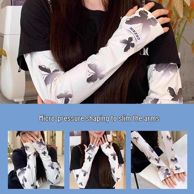Ice Silk Sun Protection Sleeves for Women - 2025 New Anti-UV Breathable Arm Sleeves for Summer Cycling & Driving