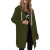 Women's Long Hooded Fleece Jacket with Pockets, Zip-Up Casual Warm Coat for Fall and Winter Pink