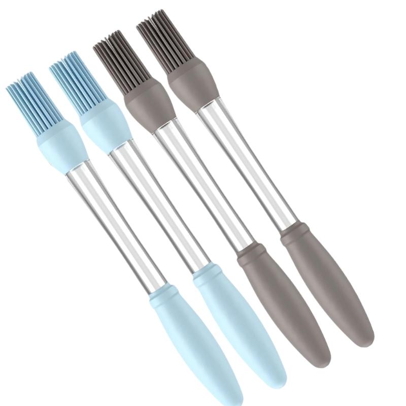 4 Piece Food Grade Silicone Cooking Basting Brush Heat Resistant Barbecue Oil Applicator Easy Cleaning Kitchen Tool